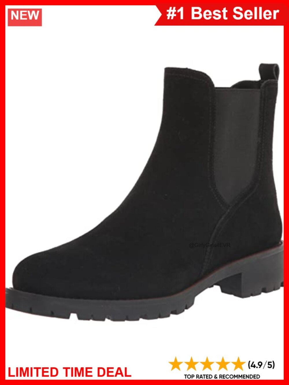 Waterproof Suede Chelsea Ankle Bootie Round Toe Flat Casual